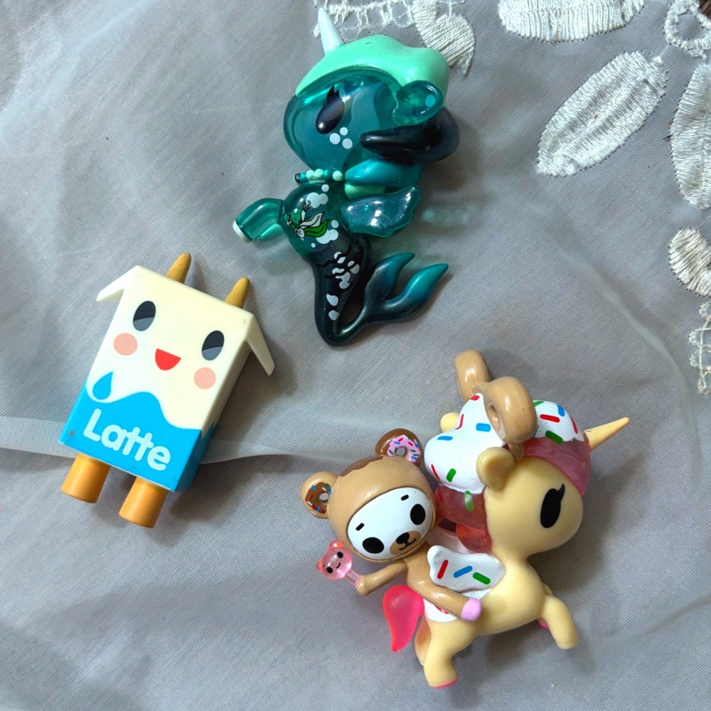 Rare Y2K Tokidoki Vinyl Figure Lot Mermicorno Unicorno Moofia Latte Art Toys 3pc